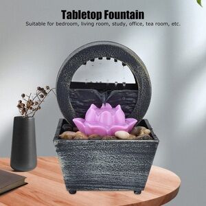 LED Light Up Tabletop Water Fountain with Lily